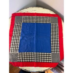 Echo Scarf Women OS Wool Houndstooth Colorblock Blue Red Square Preppy
